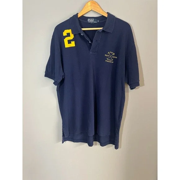 Ralph Lauren Polo Shirt Mens XL‎ RLPC Pony Rugby Navy Blue Short Sleeve No. 2