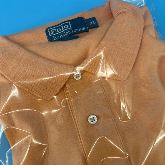 Polo by Ralph Lauren Polo Shirt Men's XL‎ Orange Short Sleeve Collared Blue Pony