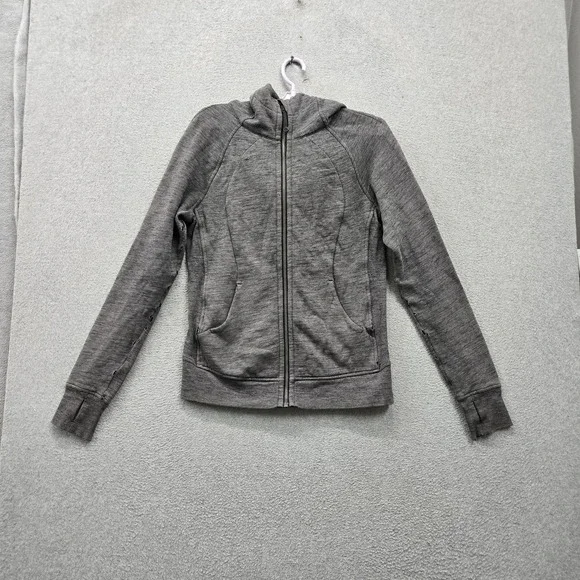 Lululemon Women Jacket 8 Gray Scuba Full Zip Hoodie READ
