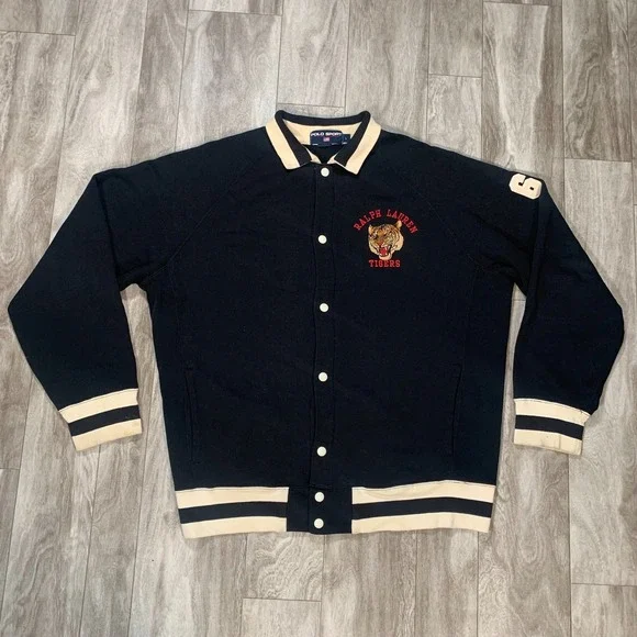 Ralph‎ Lauren Tiger Pullover Mens Large Black Polo Jacket