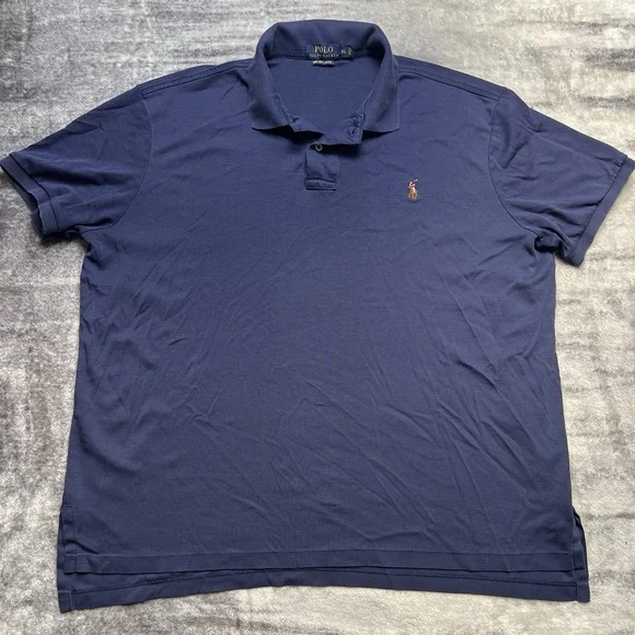 Polo Ralph Lauren Pima Soft Touch Blue Polo Shirt Men's XL Flesh Pony Classic