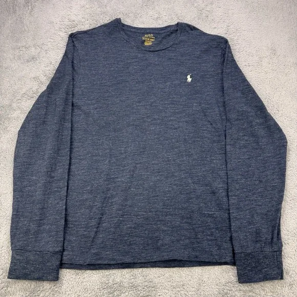 Polo Ralph Lauren Men's size XL Custom Fit Long Sleeve T-Shirt Navy Blue Heather