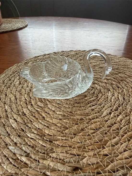 Cambridge Glass Crystal Clear Glass Swan Dish