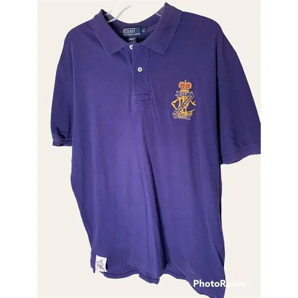 Vintage Ralph‎ Lauren Mens XL Faded Crest Spell Out Double Sided Polo Shirt