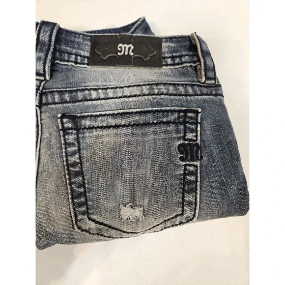 Miss Me Signature Skinny Cutoff Jeans Distressed  Embroidered‎ Sz. 26X20.5 (1527