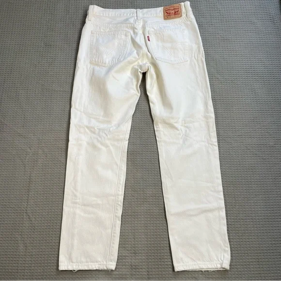 Levi’s 501‎ CT Jeans 26 Womens Custom Tapered Button Fly Distressed White