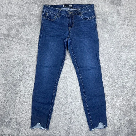 KUT from the Kloth Skinny Jeans‎ Womens 8 Blue Raw Tulip Hem Ankle Stretch Denim