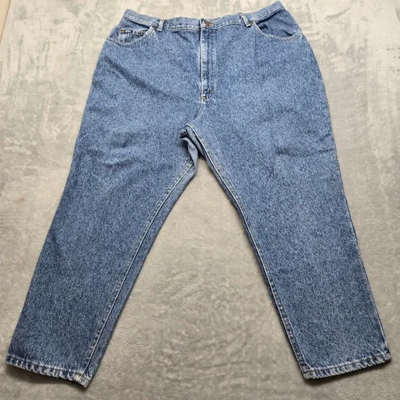 Lee Riders Vintage High Waisted Mom‎ Jeans Medium Wash Blue Tapered Leg 39x26.5