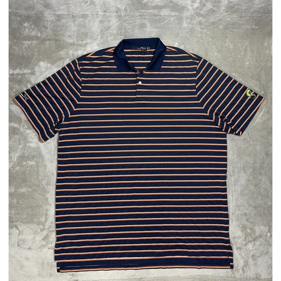 Ralph Lauren RLX Golf Shirt Men XXL 2XL Striped Iguna Embroidered Outdoor Sleeve