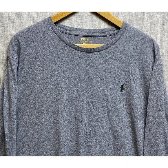 Polo Ralph Lauren Long Sleeve T-Shirt‎ Men's Medium Gray Small Pony