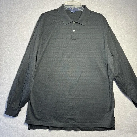 Ralph Lauren Polo Golf Shirt Mens XL Black‎ Long Sleeve Pima Cotton