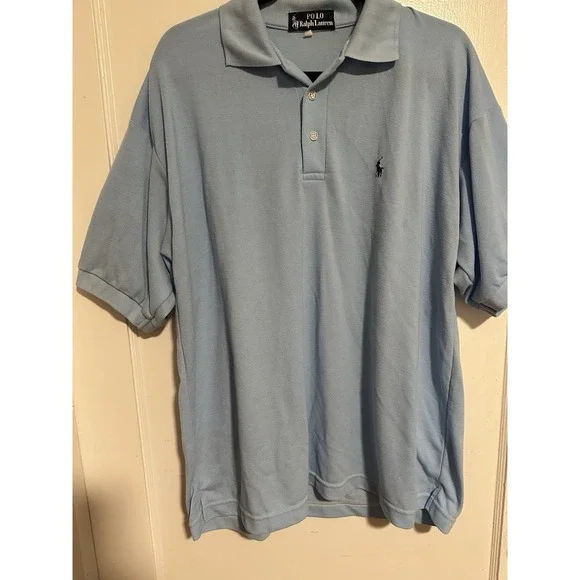Nice Vtg Polo Ralph Lauren Blue Polo Shirt Short Sleeve  Mens 3XL XXXLarge