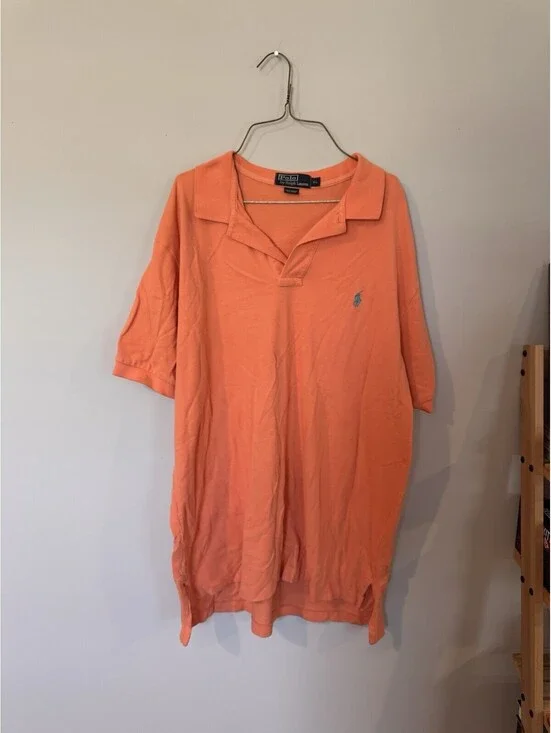 Y2K Polo Ralph Lauren Men's Orange Polo Shirt Size XL