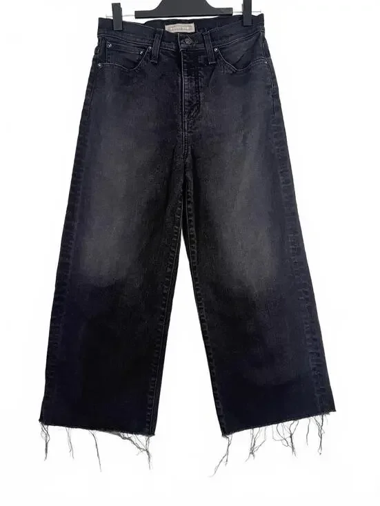 J.Crew‎ Point Sur Wide-Leg Stretch Cropped Jeans Faded Black Size 29