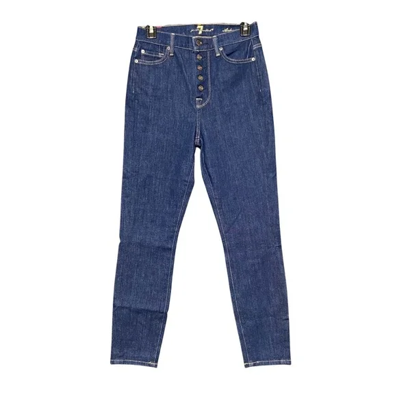 7 For All Mankind Aubrey Jeans 26 Dark Wash High Rise Skinny Button Fly‎ Stretch