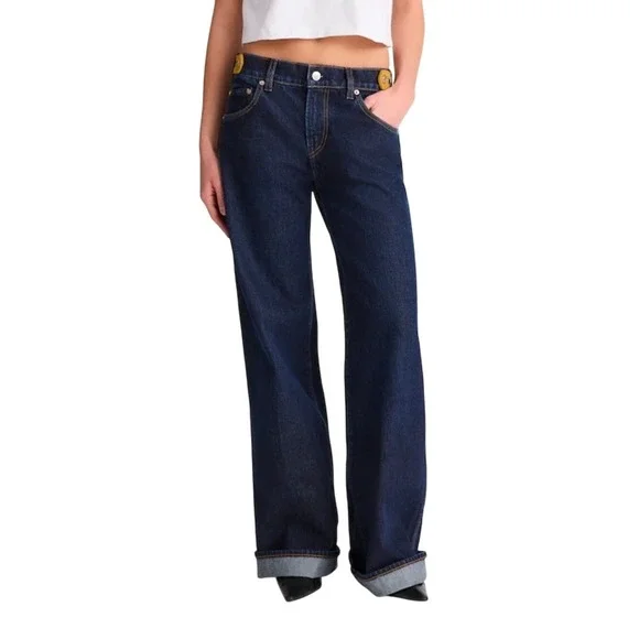Benjamin Talley Smith 27 Madewell Women Coolidge Indigo Wide Leg Low Rise Jeans