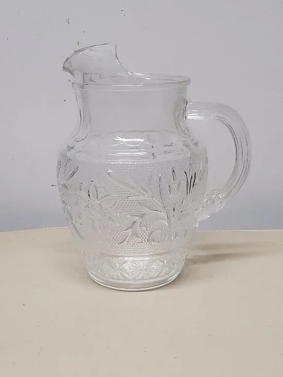 Vintage 37 Oz Ice Lip Juice Pitcher Sandwich Clear by Anchor Hocking