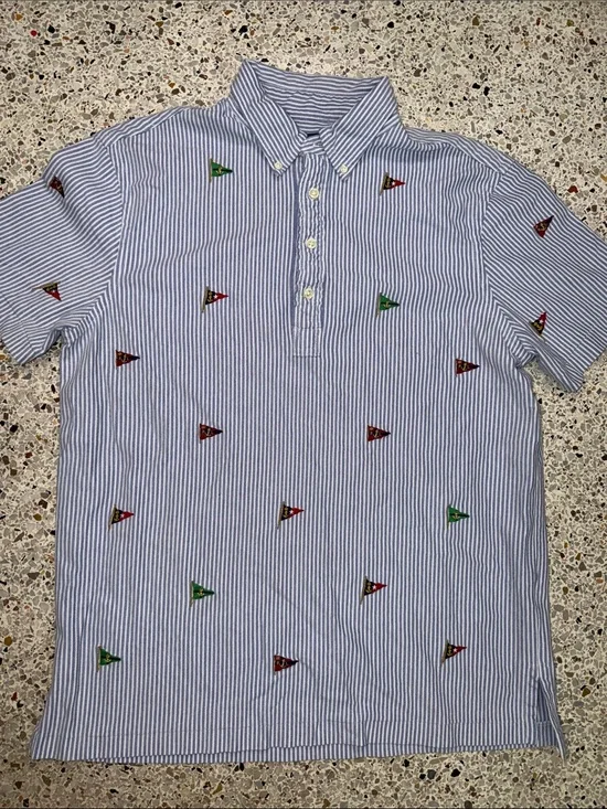 Ralph Lauren knit Oxford polo nautical flag embroidered 100% cotton medium m
