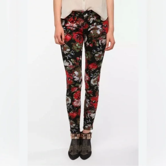 BDG Jeans‎ Womens Ankle Mid Rise Twig Floral Stretch Denim Jeans