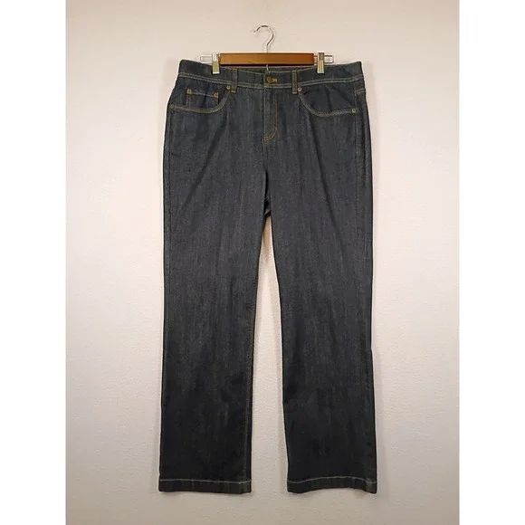 Classic Jones New York Sport Womens 14 Blue Dark Wash Straight Leg Stretch Jeans