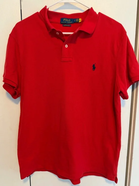Ralph Lauren Red Polo Shirt with Navy Pony B18