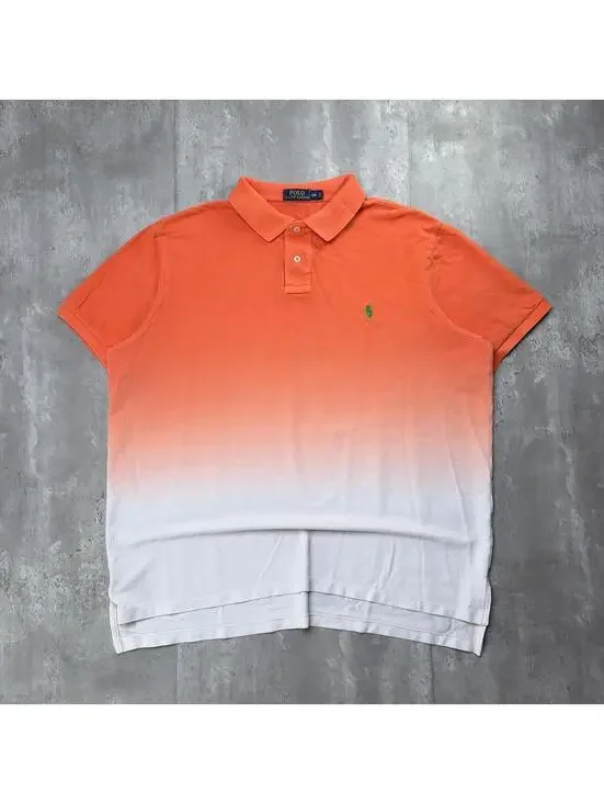 Y2K Orange Polo Ralph Lauren Ocean Faded Polo Shirt