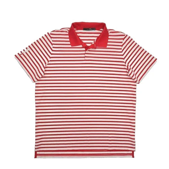 RLX Ralph Lauren Polo Golf Shirt Red White Stripe Men Size XL Stretch Polyester
