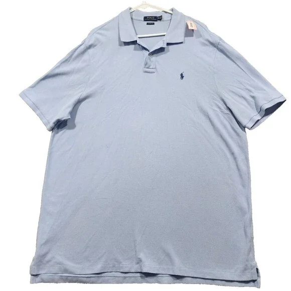 Polo Ralph Lauren Polo Shirt Mens 2XL Blue Solid Classic Fit 100% Cotton