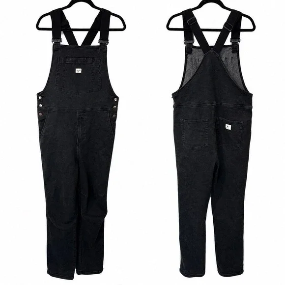 Ripton & Co Womens Performance Denim Overalls M Black Excellent Stretch