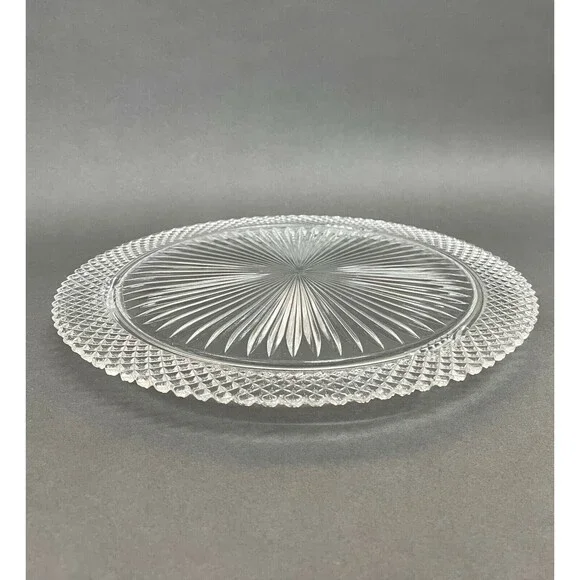 Vintage Clear Glass‎ Cake Plate Platter 12