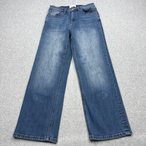 DU/ER Performance Denim+ High Rise Straight Jeans Womens 27 Blue Loose Stretch