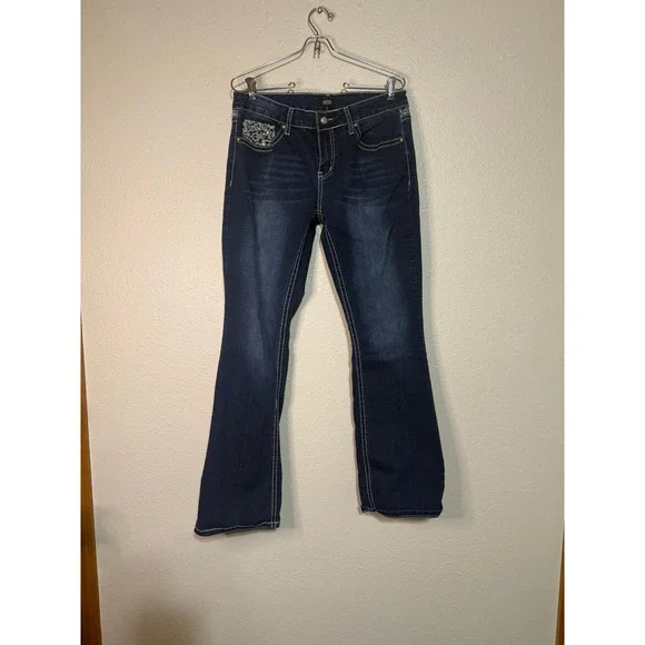 a.n.a A New Approach Womens Bootcut Jeans‎ Dark Wash Sequin Size 10 31 Inseam