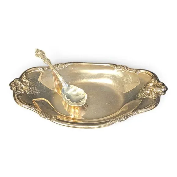 International Silver Company Silver-Plate Candy Dish & Silver Plate Spoon
