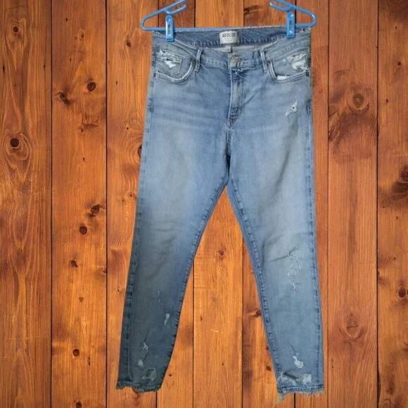 AGOLDE Size 28 Sophie Cropped Skinny Distressed Blue Jeans Style # A018 C-812