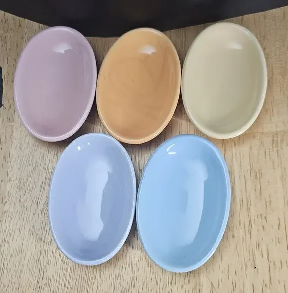 Set of 5 Nesting BIA Hand Glazed Pastel Egg Shaped Ceramic Dishes