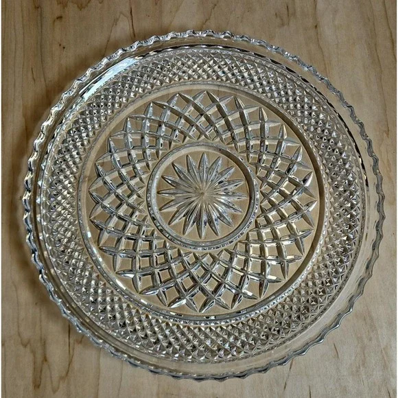 Vintage Clear Pressed Glass Serving Platter 12