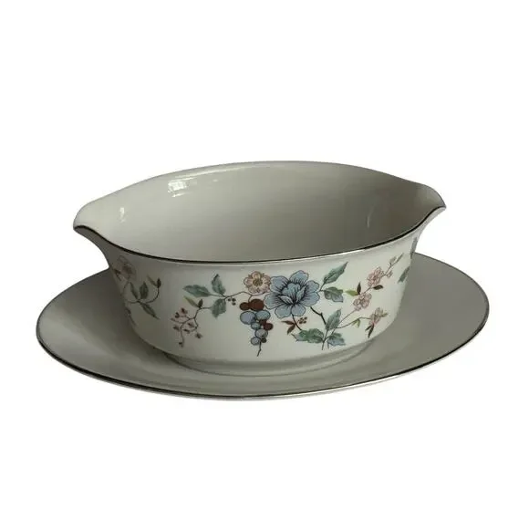 VTG Noritake Biltmore 2581 Gravy Boat Attached‎ Underplate Contemporary China