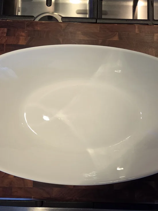 White Ceramic Oval Serving Bowl - Elegant Everyday Serveware