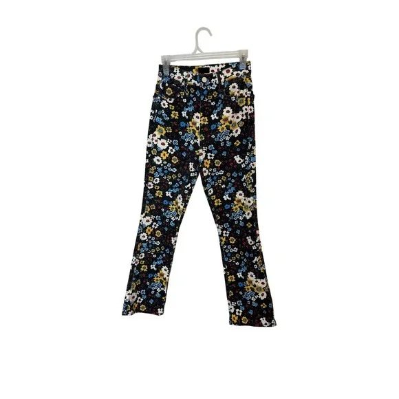 Mother‎ High Waisted Smoky Double Ankle Jeans Womens 26 Black Floral Play Date