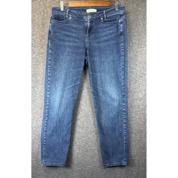 J. Jill Slim Boyfriend Jeans Women 8 Petite Blue Straight Leg Stretch Denim