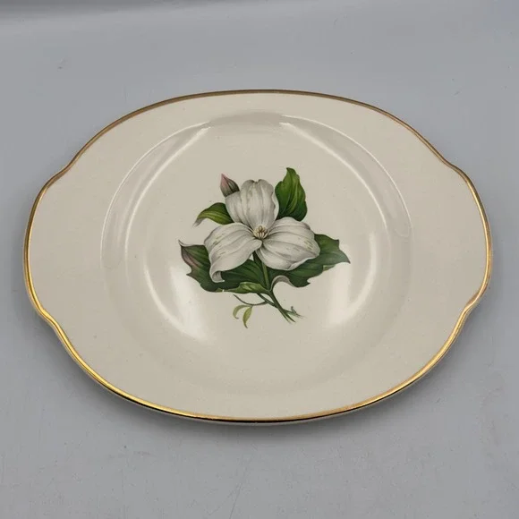 American Limoges Glamour Trillium G-410 Oval Platter 22K Gold Trim 12