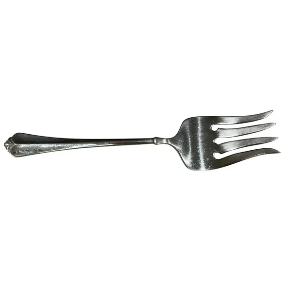 Oneida Stainless Steel‎ Cold Meat Serving Fork Scalloped Handle 8.5 Inch Silver