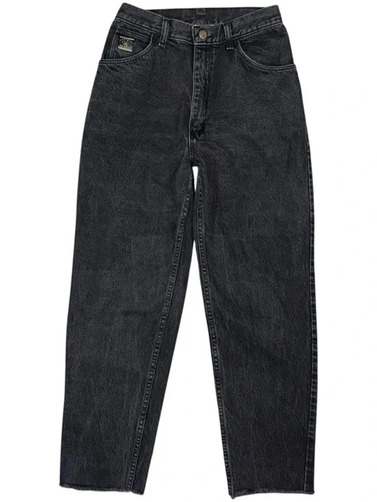 Vintage 90s Wrangler for Women Black Denim High Rise Taper Ankle Mom Jeans Sz 8