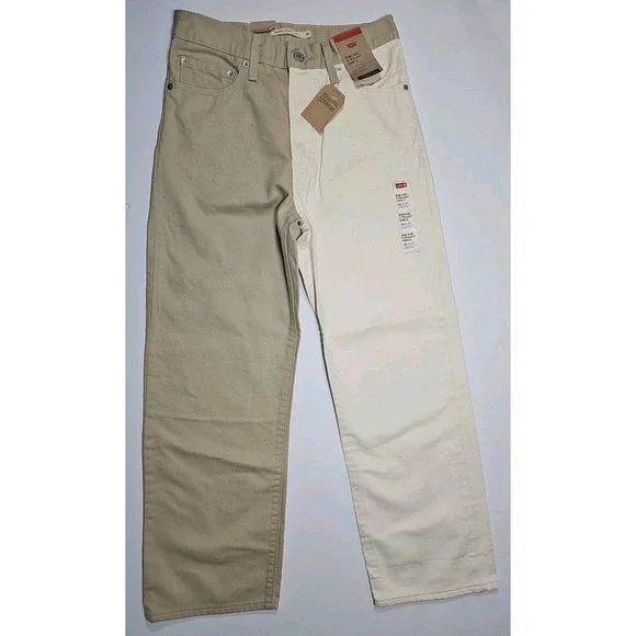 Levi's Ribcage Straight Ankle Two Tone Beige‎ Denim Women's Size 28x27 - NWT