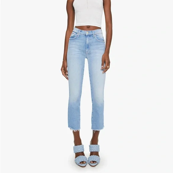 MOTHER‎ The Insider Crop Step Fray Wash Limited Edition Blue Cotton Size 25