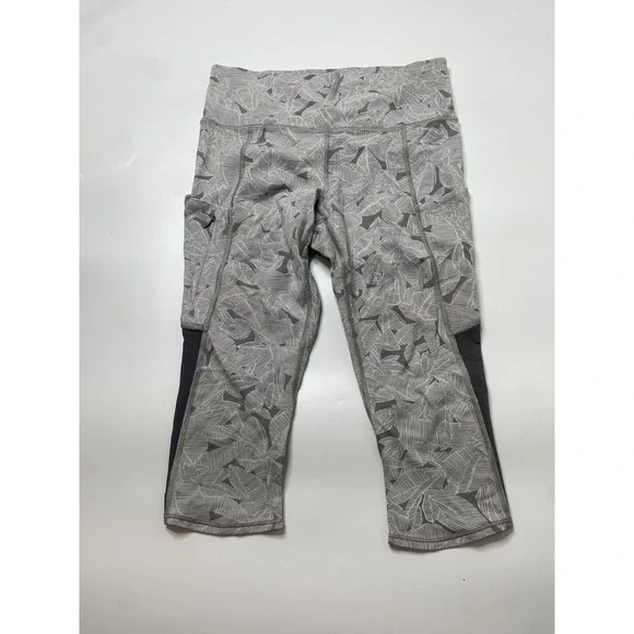 Athleta Women's Size Small Patterned Cropped White Gray Leggings