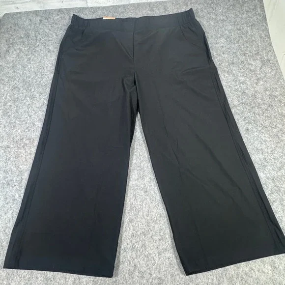 Eddie Bauer Womens Traveler Crop Pant Black Wide Leg Activewear XXL 1969835