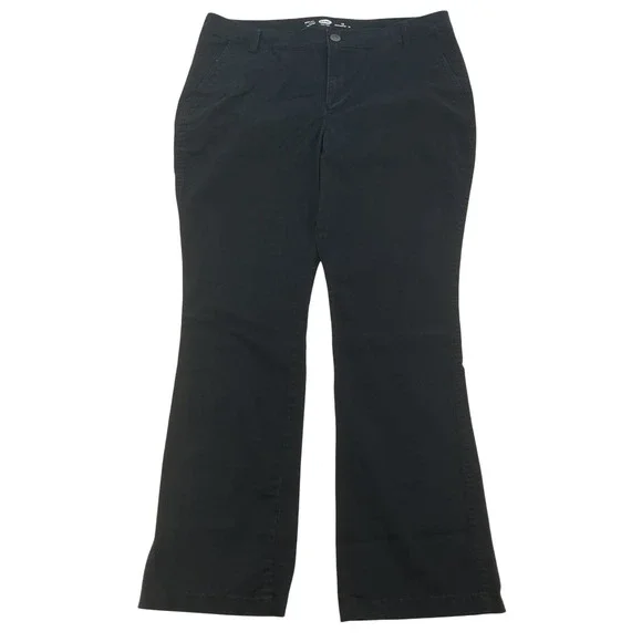 Old Navy Bootcut Khaki Pants Womens 16 Regular Black Mid Rise Stretch Workwear