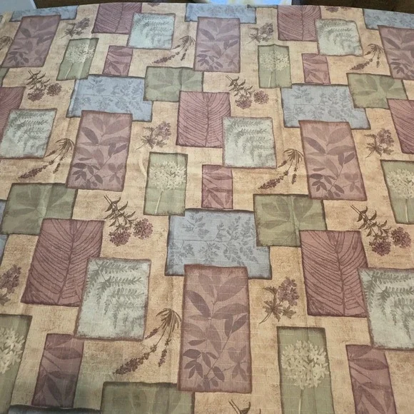 Vintage Tablecloth 50x68 Multicolor Floral Botanical Patchwork Cottagecore Earth