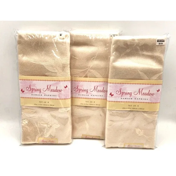 Spring Meadow Damask Napkins Champagne 17